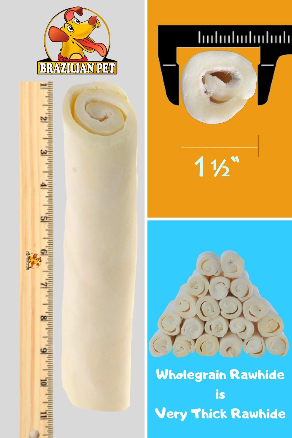Rollos Retriever Premium de 10-11 pulgadas (paquete de 18) – 100% natural hoja individual de cuero crudo