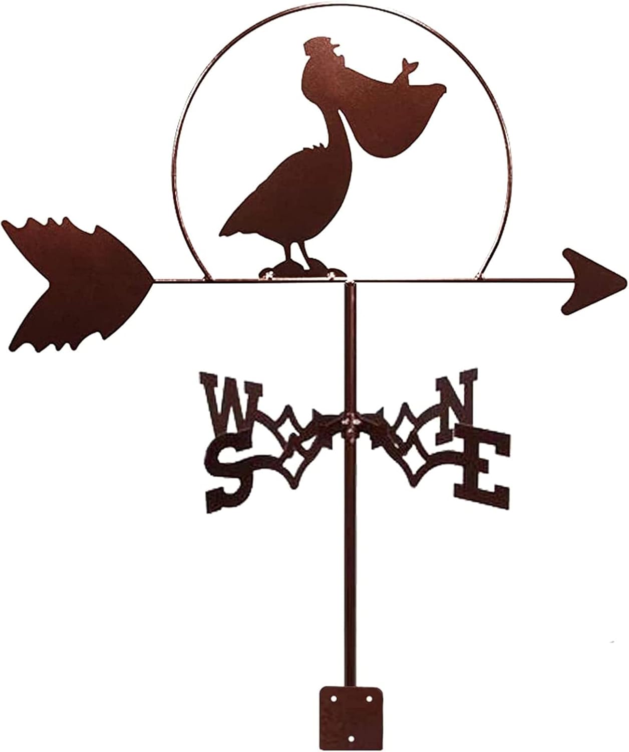Veleta de viento Pelican Bird Badger Dolphin de acero inoxidable, veleta de viento, indicador de dirección del viento para decoración de jardín,