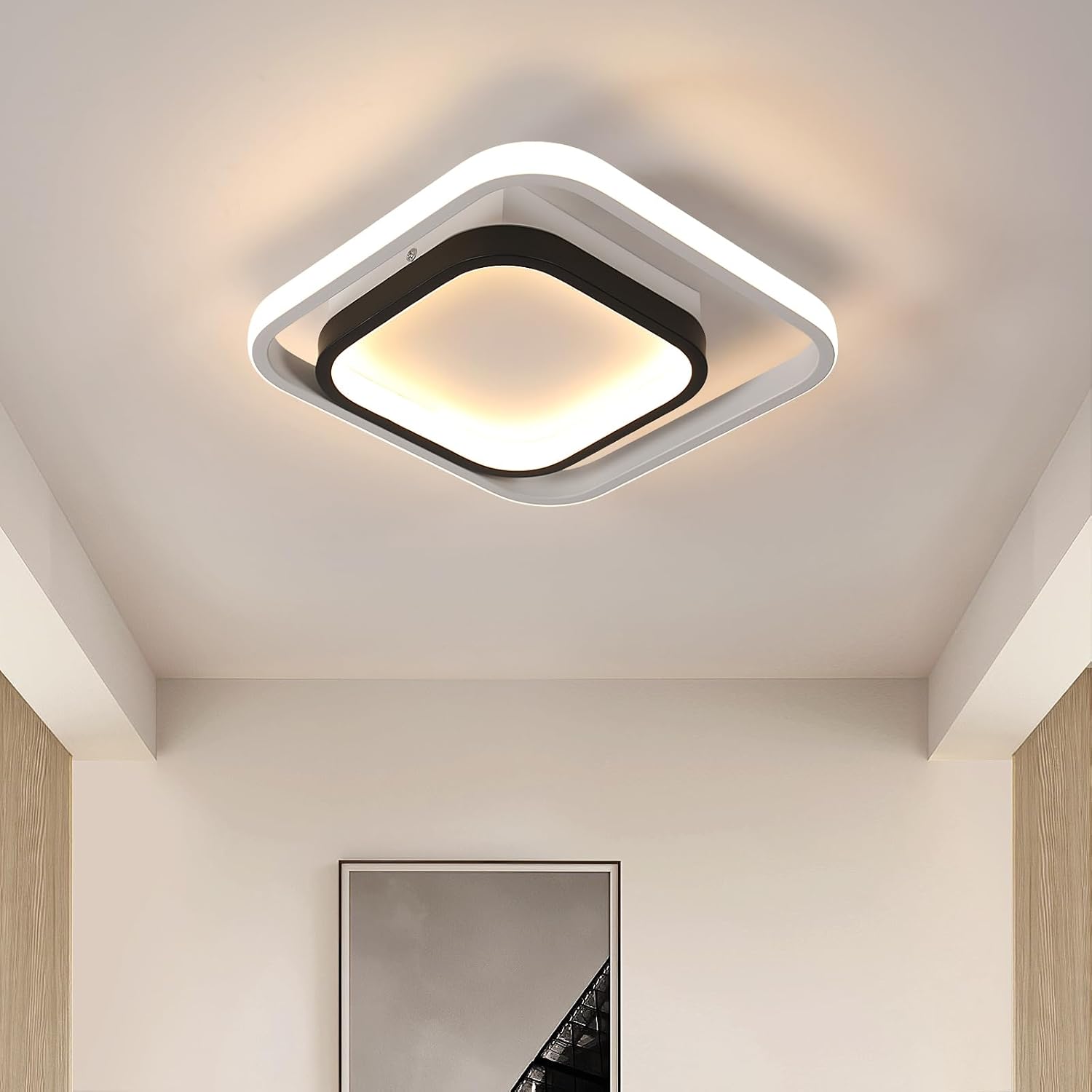 AUA Lámpara LED de techo empotrada, lámpara de techo moderna cuadrada de 33 W, 6500 K, luces de techo para pasillo cerca de la lámpara de techo para