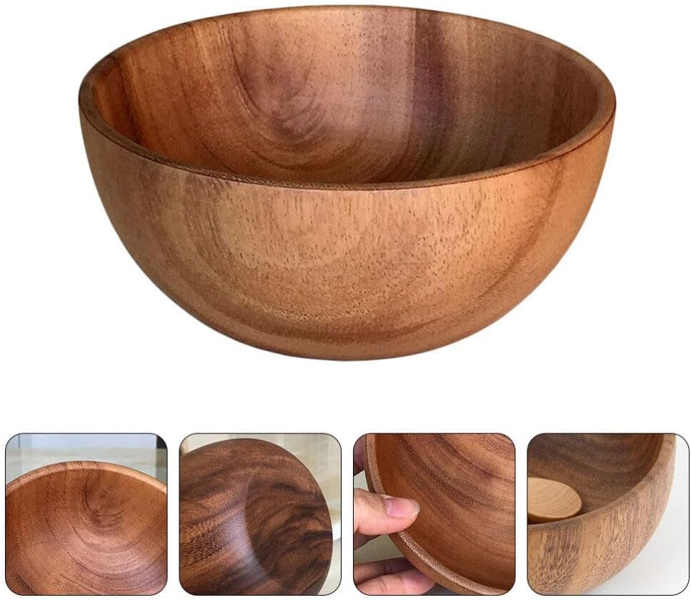 STOBOK Ensaladera de madera para servir aperitivos de madera, recipiente redondo para ensalada para alimentos, frutas, ensaladas y decoración de