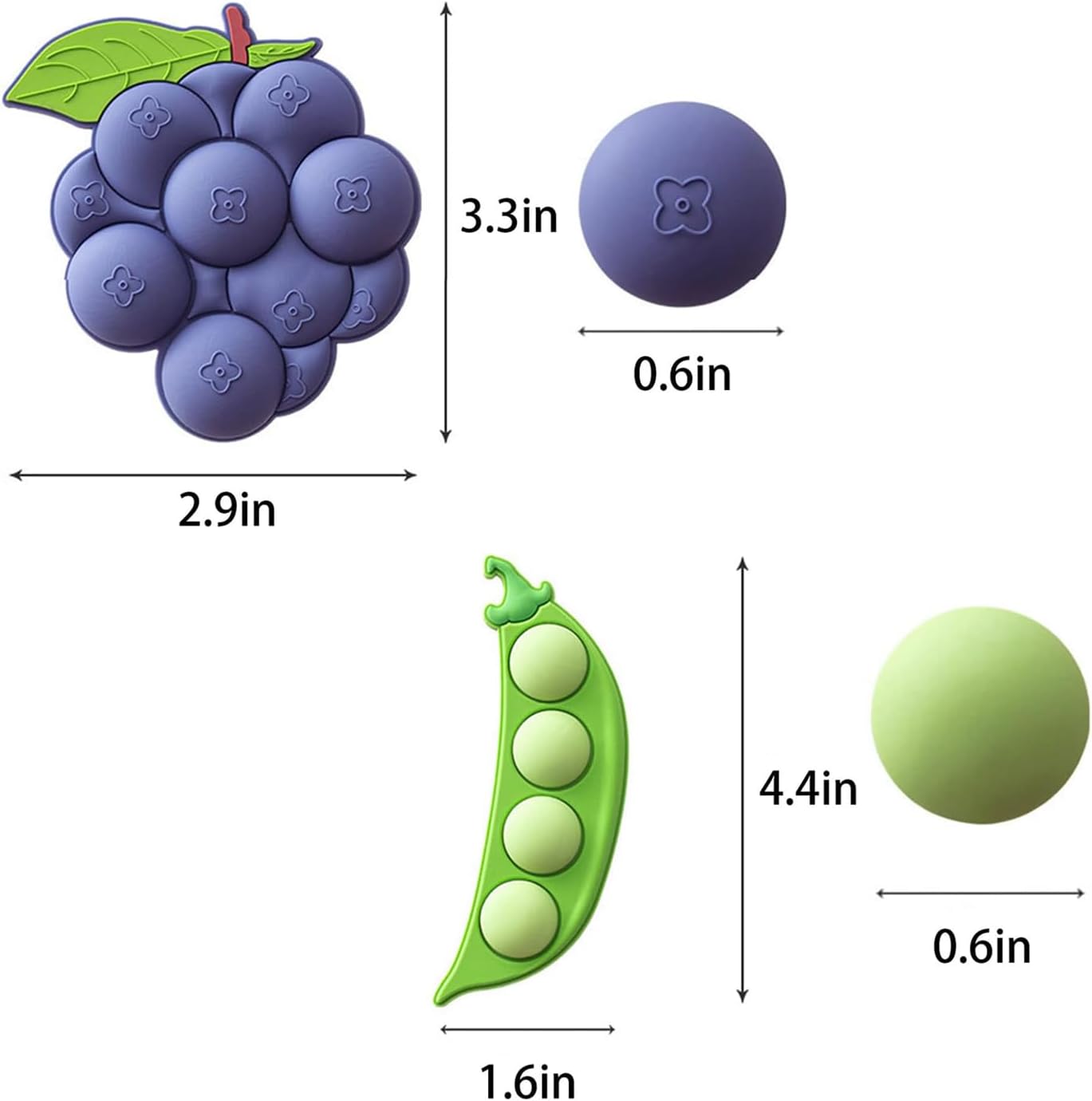 2 juegos de imanes de resina 3D para refrigerador, frutas, verduras, lindas formas, calcomanías magnéticas suaves para el refrigerador, oficina,