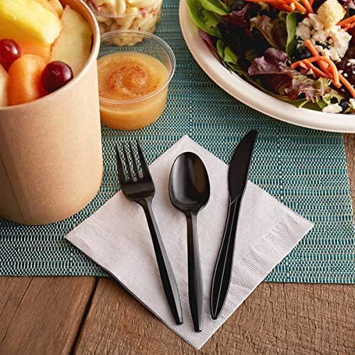 100 cucharas de plástico negras de peso medio  Cucharas desechables de plástico  Cucharas de plástico duraderas  Ideal para celebraciones, fiestas,