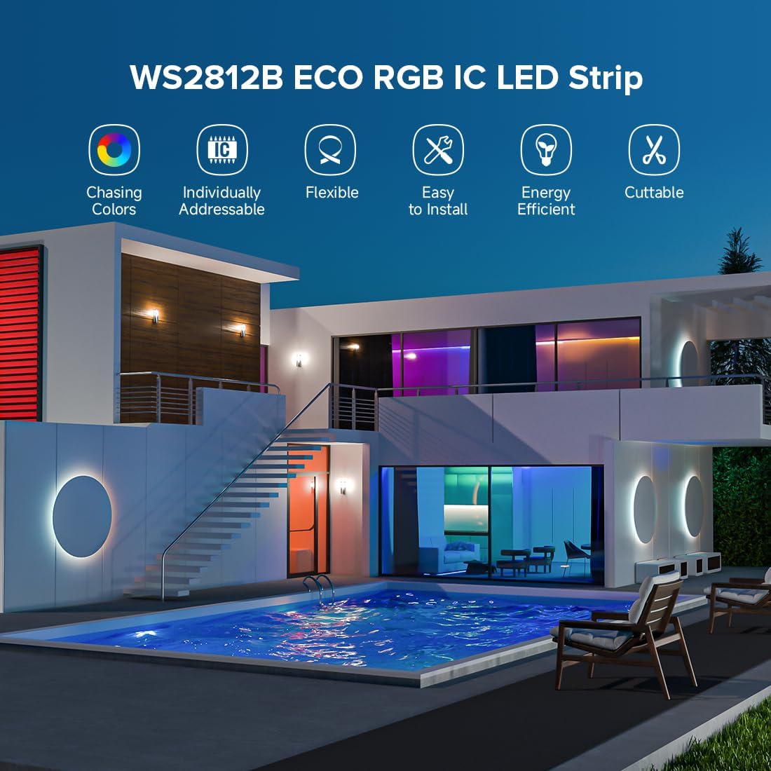 BTF-LIGHTING WS2812B ECO RGB alambres de aleación 5050SMD tira de LED direccionable individual