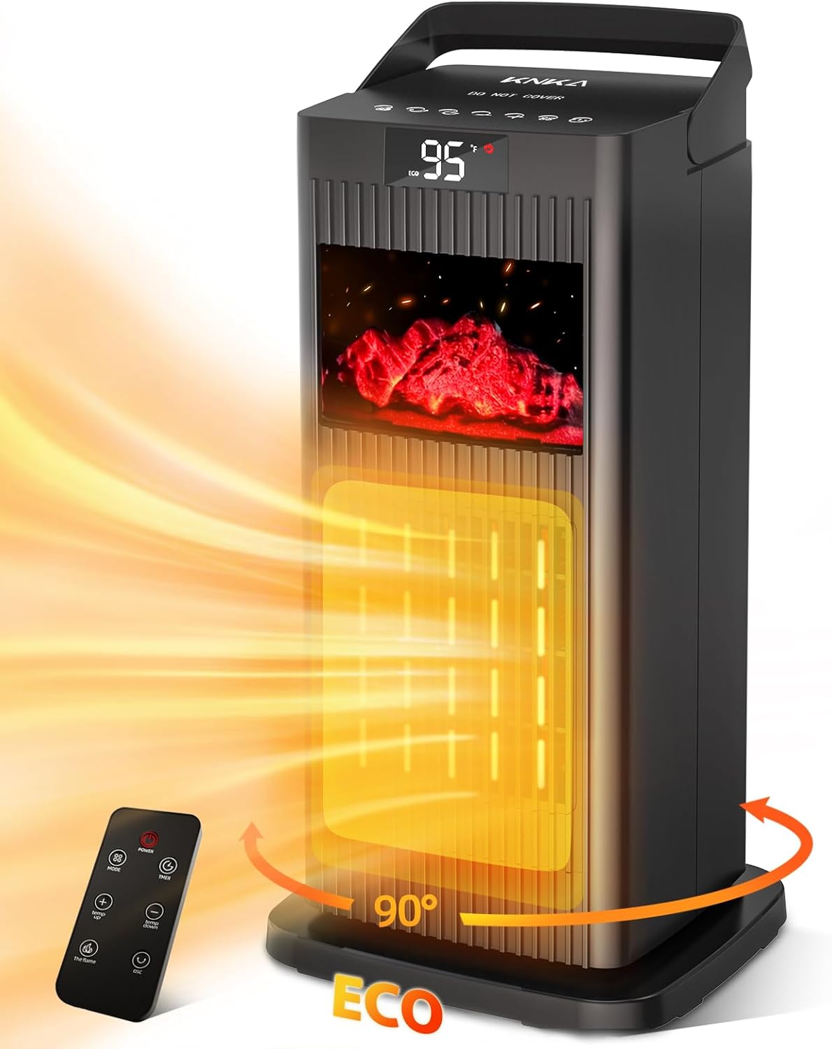 Calentador de espacio con termostato, calentadores eléctricos para uso en interiores, oscilación de 90, 4 modos, temporizador de 12 horas,