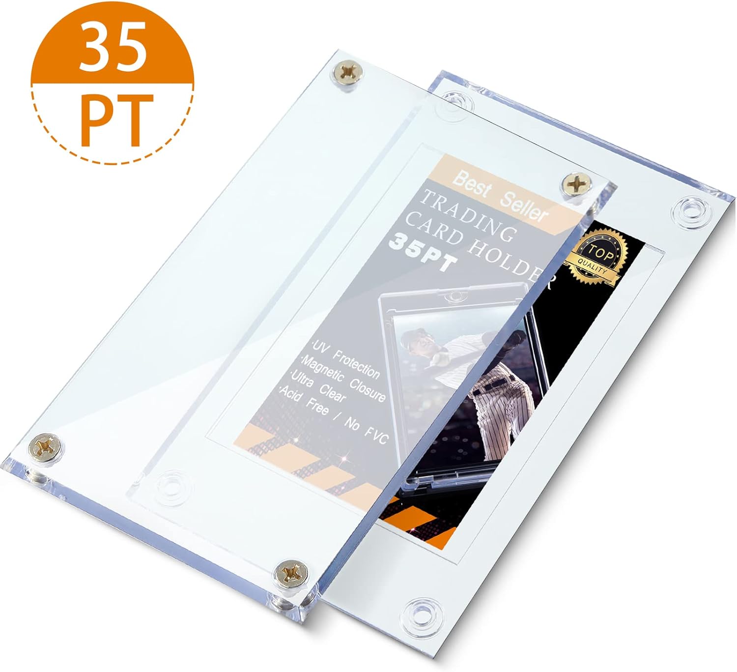 Protector de tarjeta acrílico con tornillo, protector de tarjeta de béisbol de 35 PT, protectores transparentes para tarjetas de béisbol, fútbol,