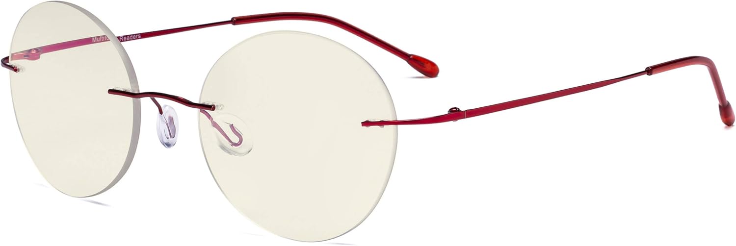 Eyekepper Gafas progresivas sin marco, multienfoque, lectores con filtro de luz azul, redondas, retro, lentes de lectura para hombres y mujeres,