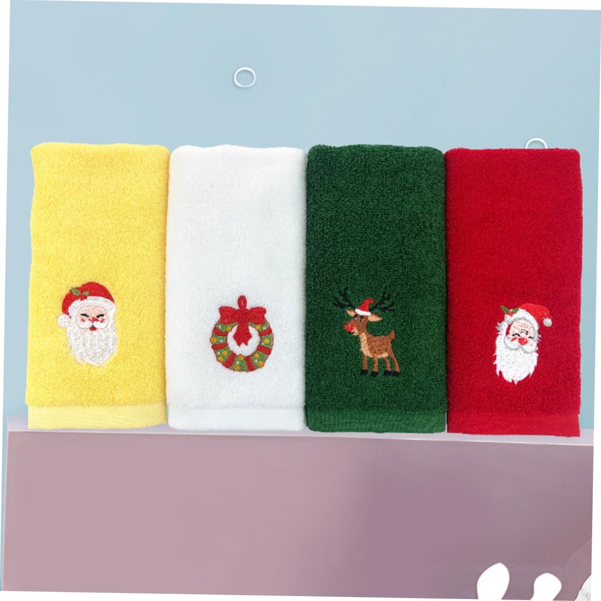 Cabilock 6 toallas de Navidad de mano para baño, toallas bordadas de Navidad, paños de cocina, toallas de Papá Noel, toallas de mano de Navidad,