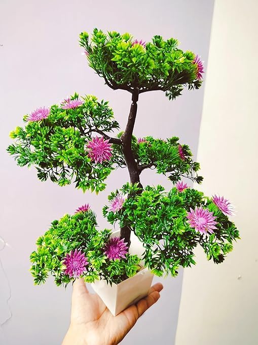 Árbol bonsái artificial, planta bonsái artificial para decoración del hogar, plantas de interior, árbol de gran tamaño con flores