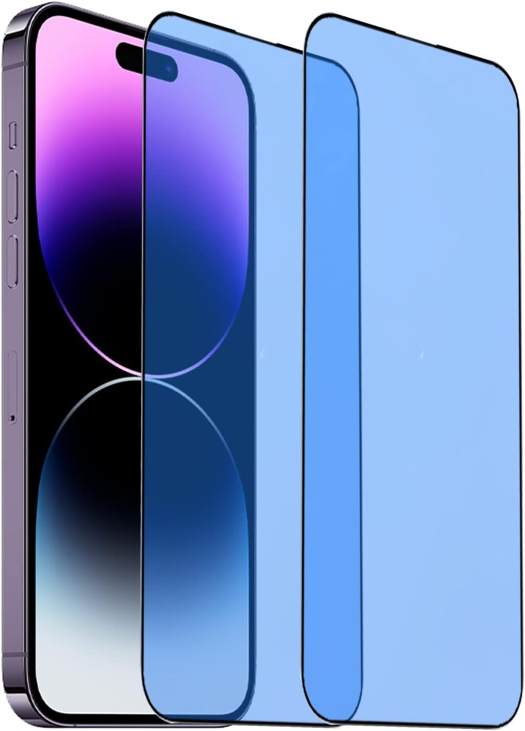 Protector de pantalla de espejo de vidrio templado antiazul, 2 unidades, para iPhone 14 Pro Max, 6.7 pulgadas, dureza 9H, antiarañazos, cubierta