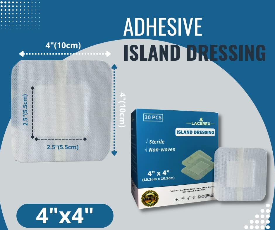 AWD Medical Vendaje adhesivo para islas, vendaje avanzado para heridas, borde estéril Lacerex, vendaje de gasa no tejida, antiadherente, sin látex,