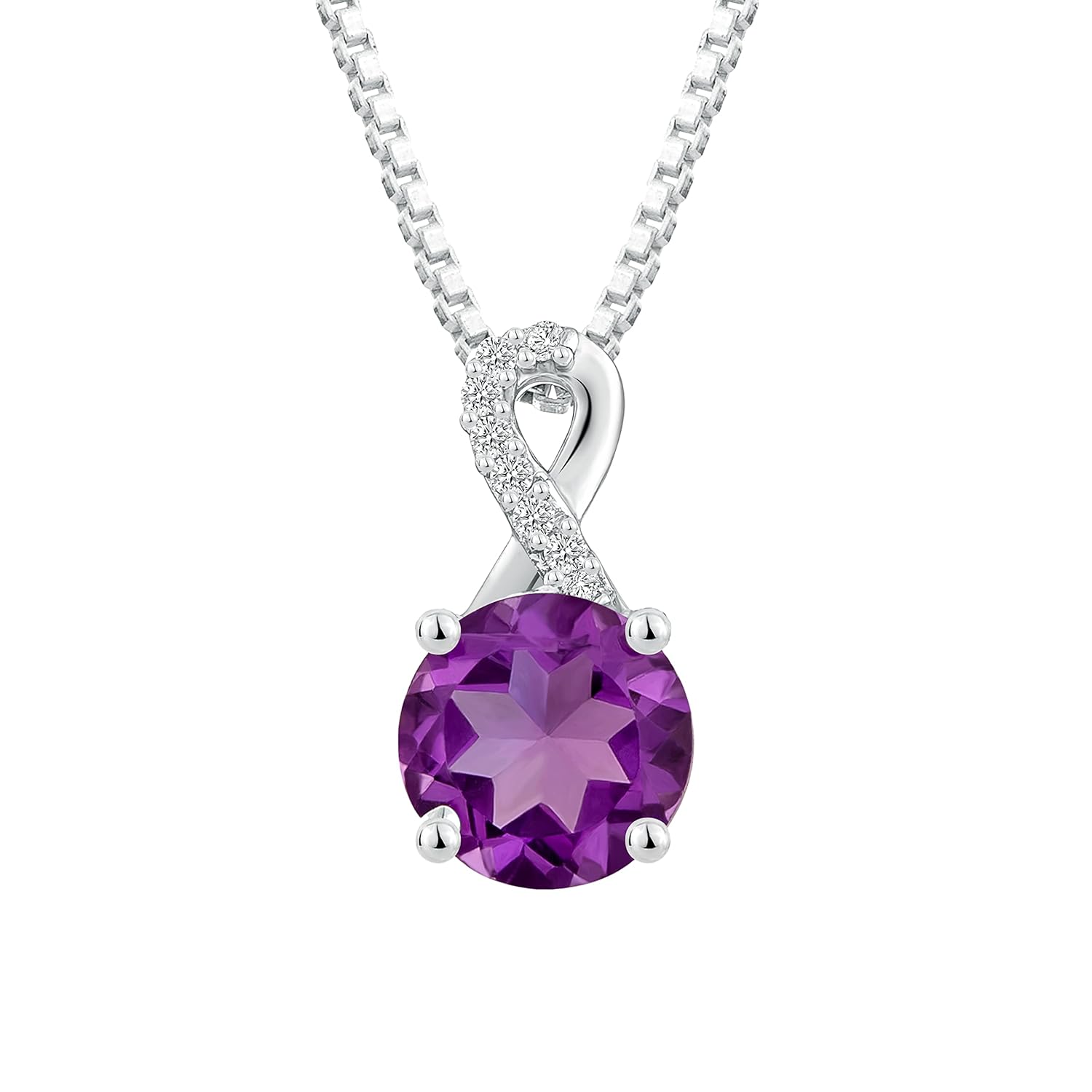 Infinity Purple Amethyst Necklace For Women, Jewelry Gift for Christmas, Mother Daughter Necklace, February Birthstone Pendant, 925 Sterling Silver