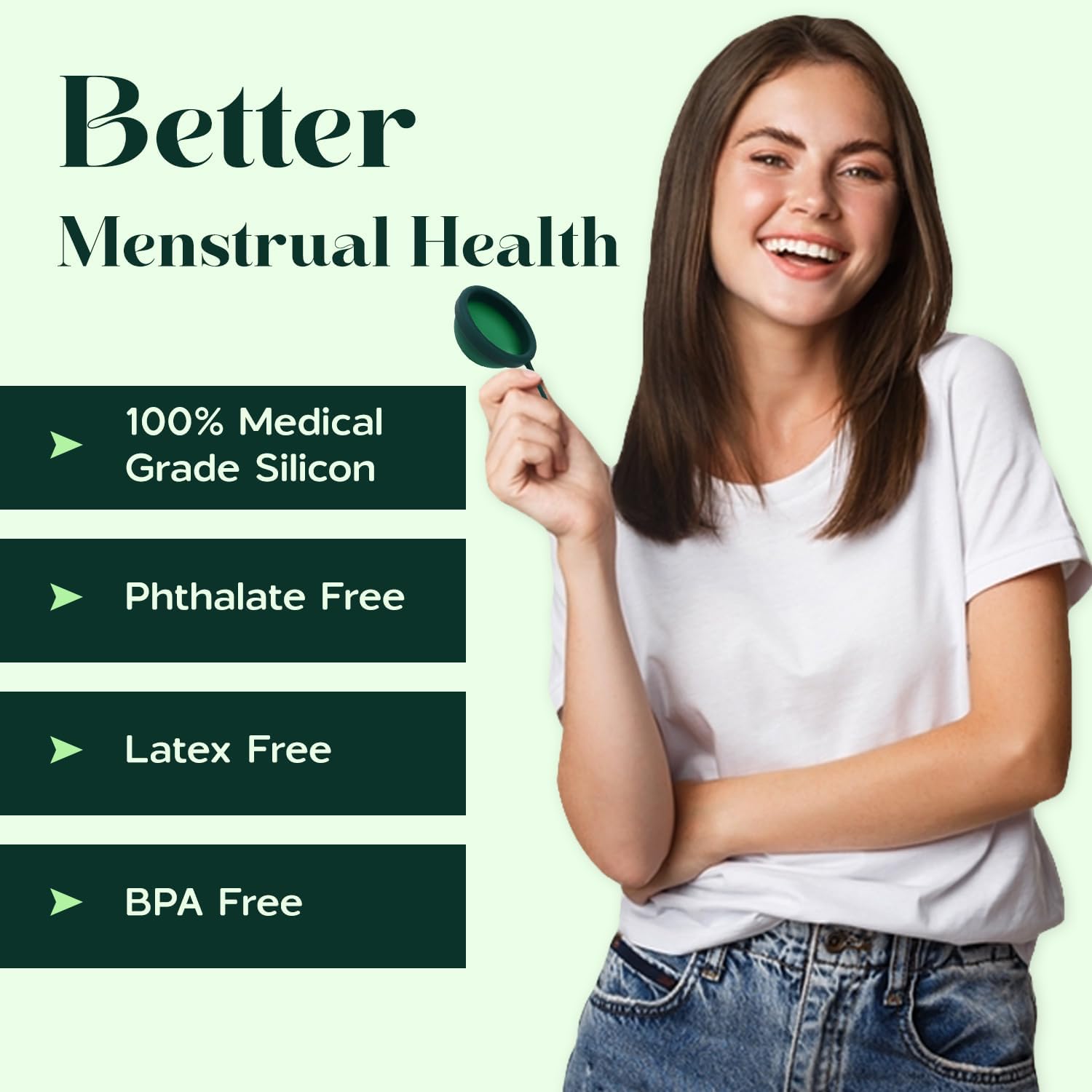 SHORDY Juego de 2 discos menstruales reutilizables (pequeños y grandes), 100% silicona de grado médico, disco de período flexible y sin fugas,