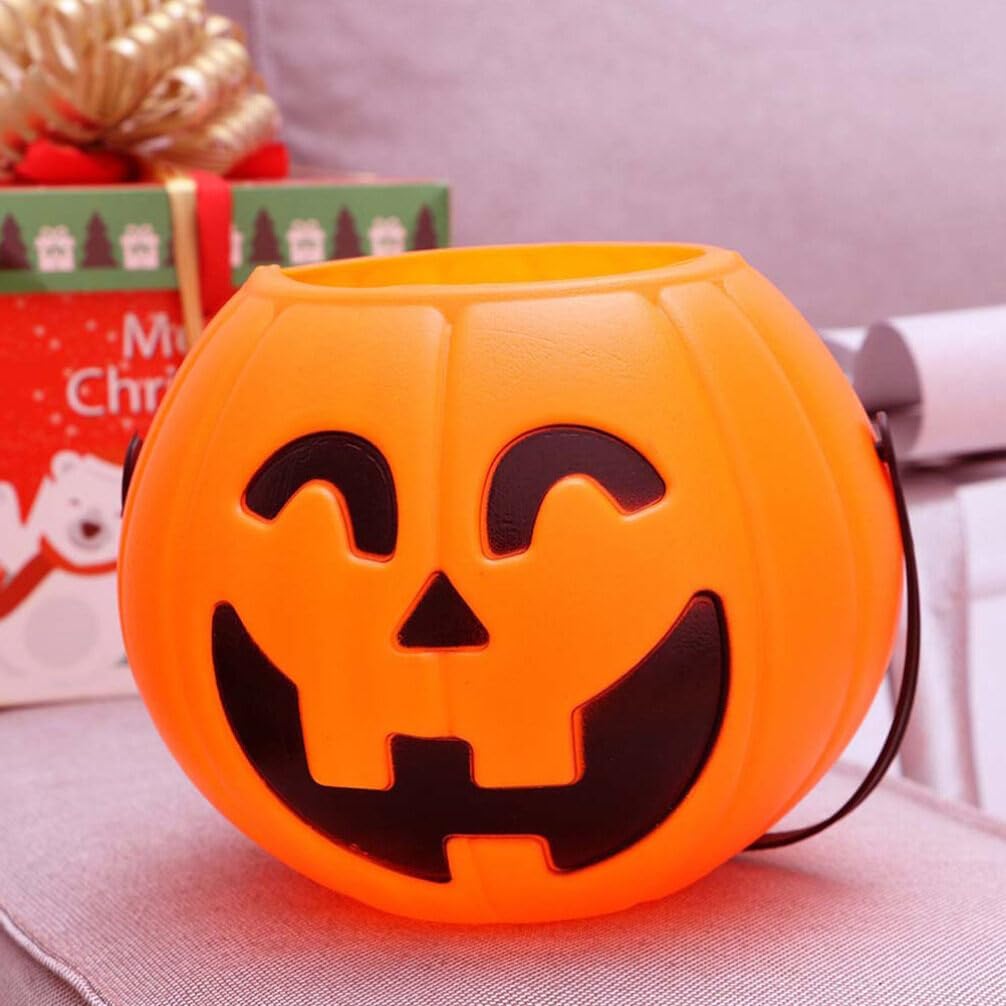 ABOOFAN Cubo de calabaza de Halloween, 3 unidades, cubo de calabaza de Halloween, cubo de calabaza Jack O Lantern, cesta de dulces, suministros de