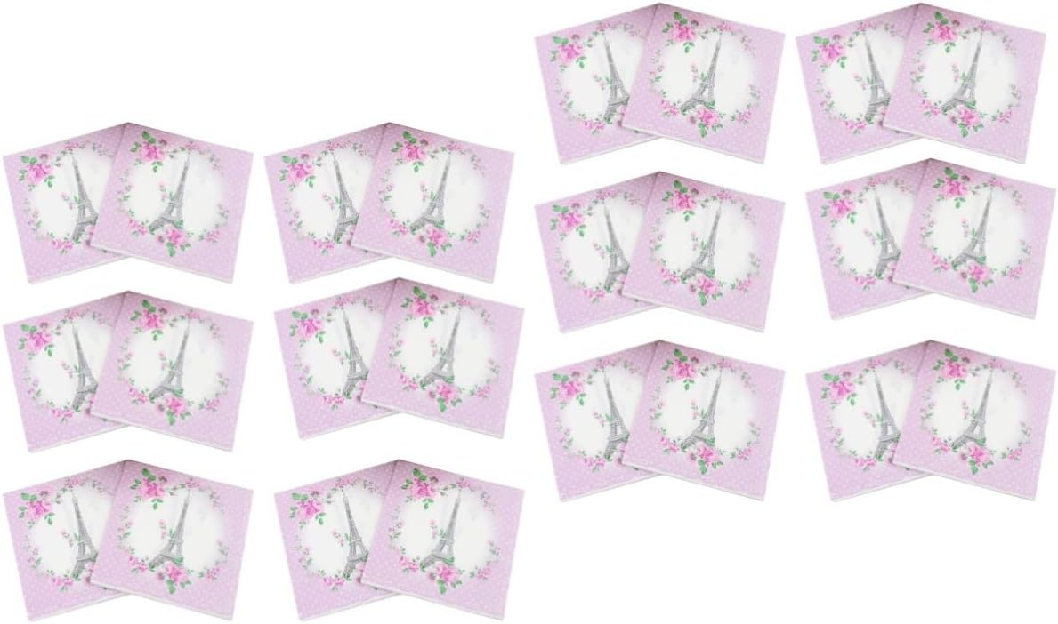 Healeved 80 servilletas estampadas, diseño de la Torre Eiffel, servilletas florales de colores, toallas de invitados de flores, servilletas de