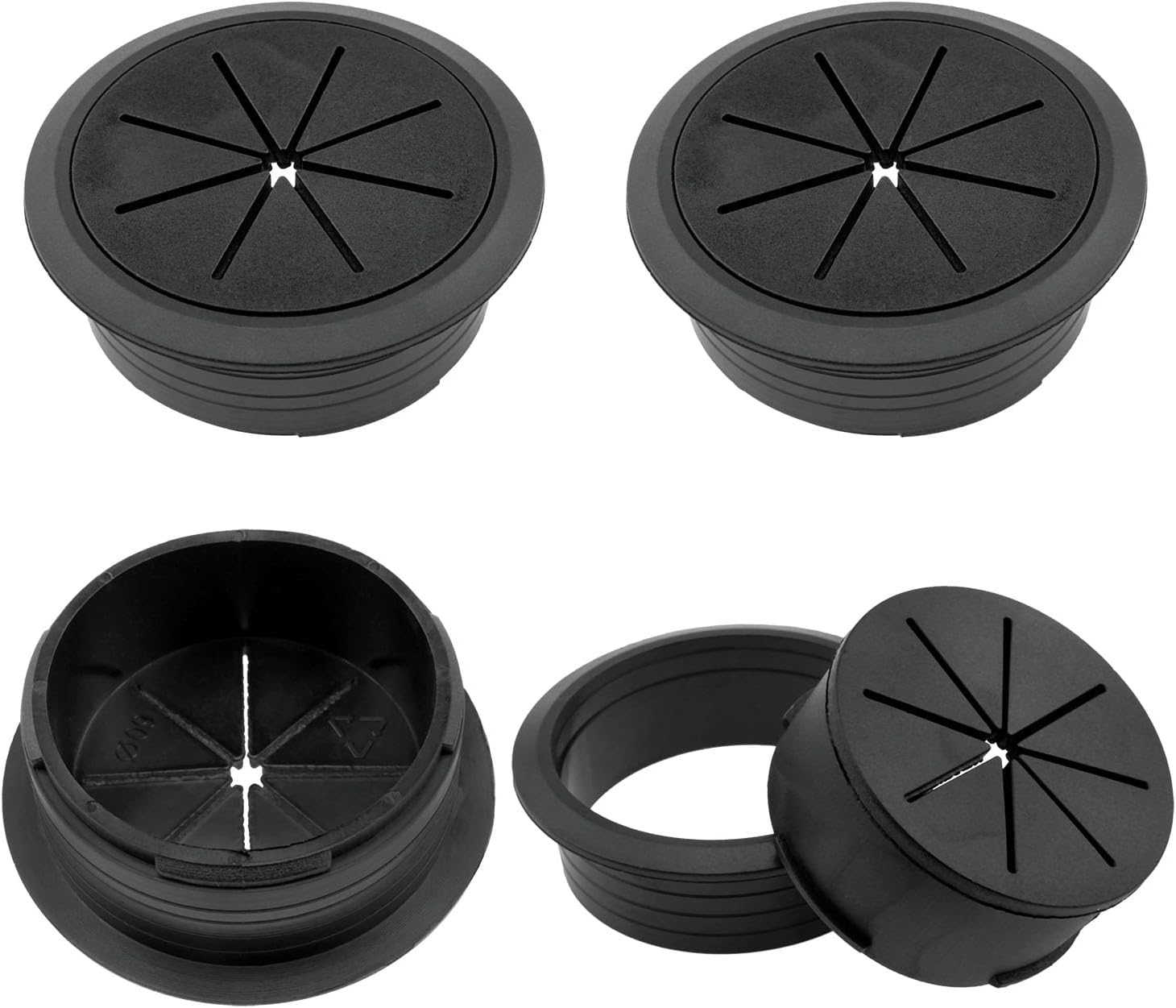 Lovelysp – Ojales flexibles de escritorio de 2-38 pulgadas, ojales para cables de escritorio, organizador de alambre negro, cubiertas de agujeros de