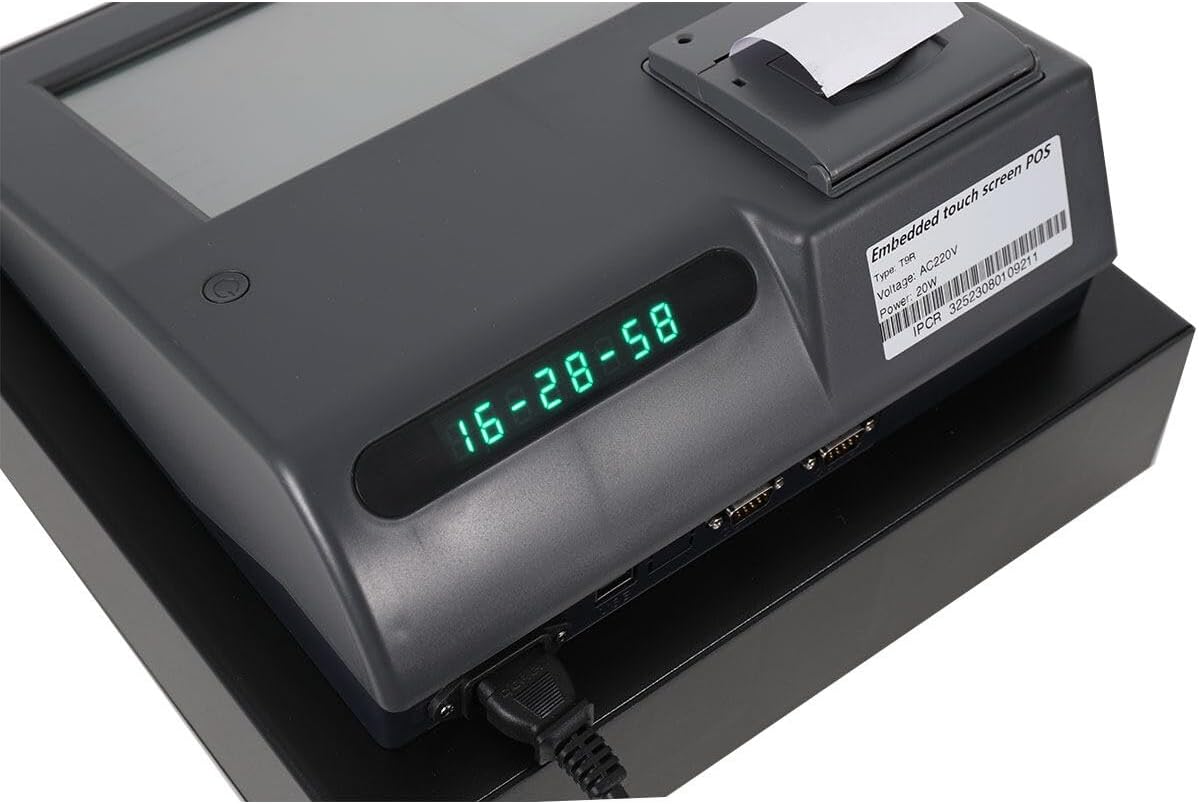 ECUTEE Caja registradora electrónica 9 con pantalla táctil completa, sistema POS con impresoras de recibos y diarios para pequeñas empresas,
