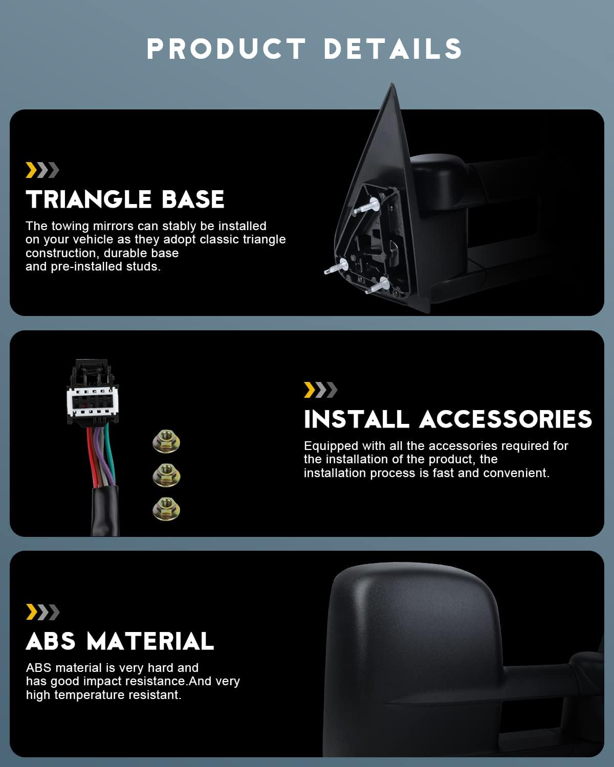 OCPTY Espejos de remolque con lente calentada eléctrica con luz LED, espejos de remolque laterales izquierdo y derecho, compatibles con Chevy