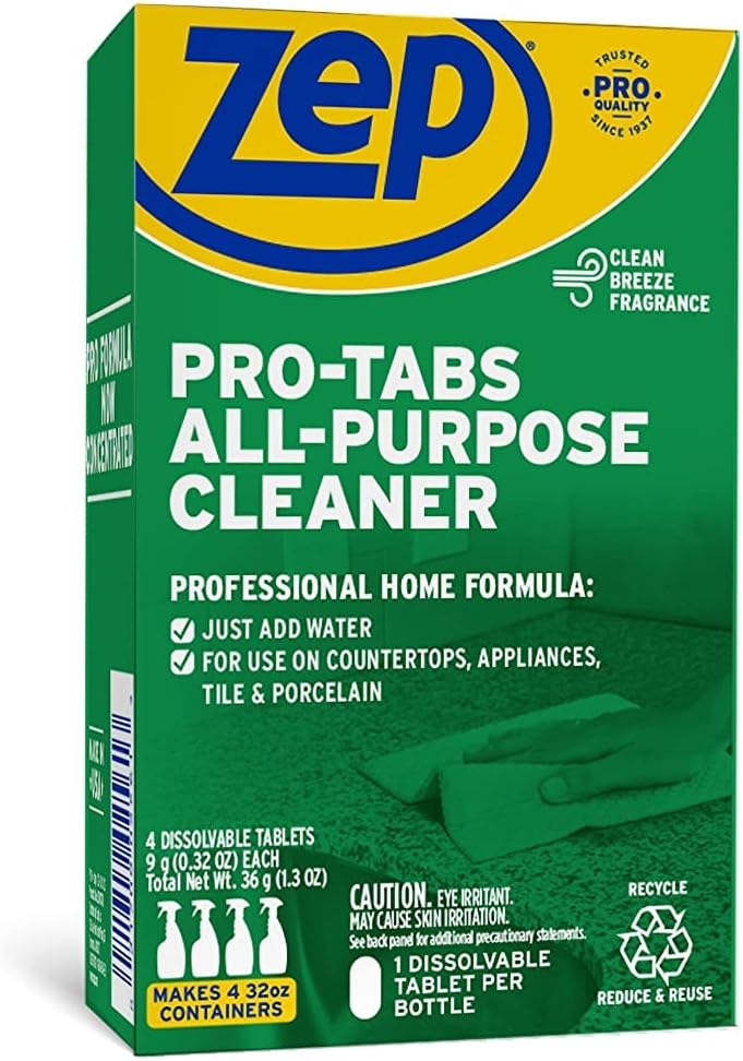 Zep PRO-TABS – Tabletas solubles de limpieza multiusos – 4 tabletas – ZUAPCTAB solo tienes que añadir agua! Respetuoso con el medio ambiente