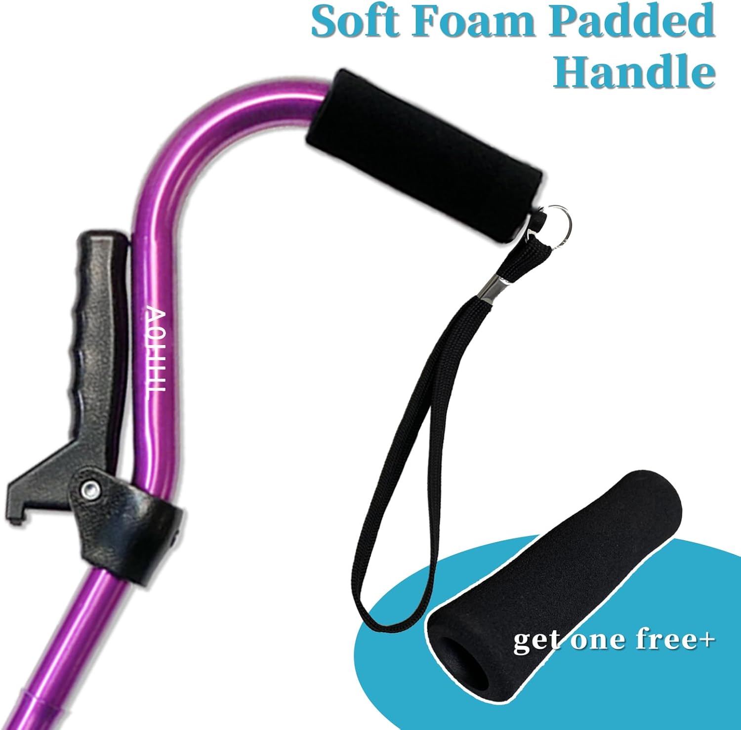 Bastón plegable y ajustable para hombres y mujeres y personas mayores, ligero y resistente con base de 4 puntas para un equilibrio de estabilidad