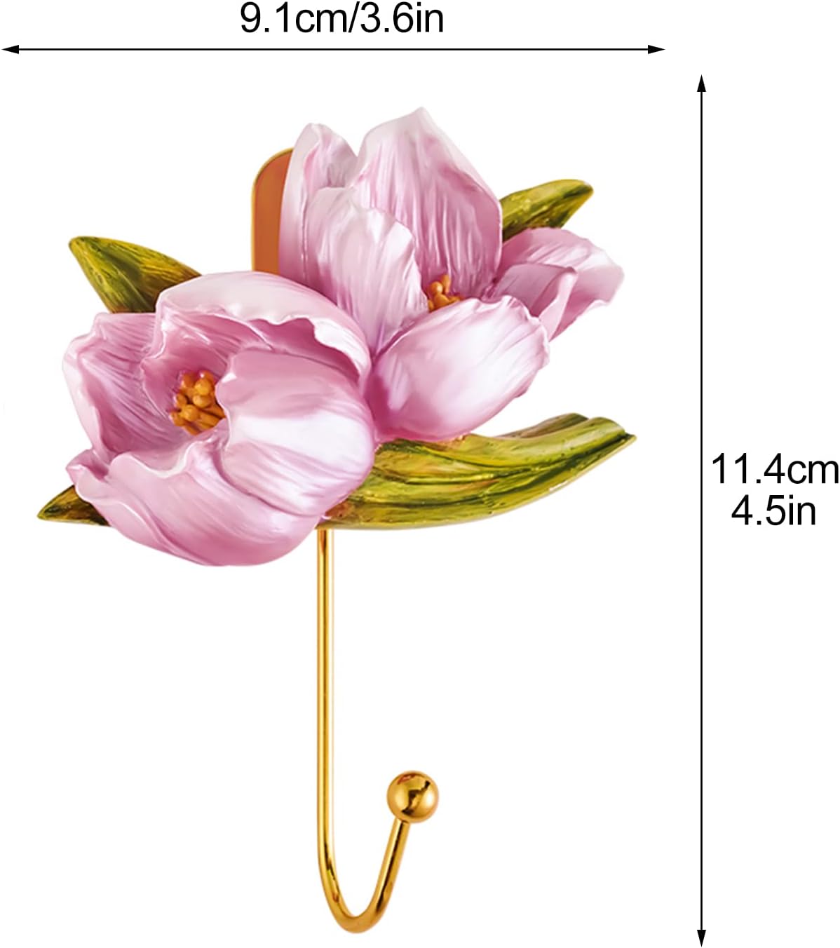 3 ganchos de pared de resina con diseño de tulipán creativo para colgar abrigos, sombreros, toallas, bolsos, llaveros, sala de estar, baño,