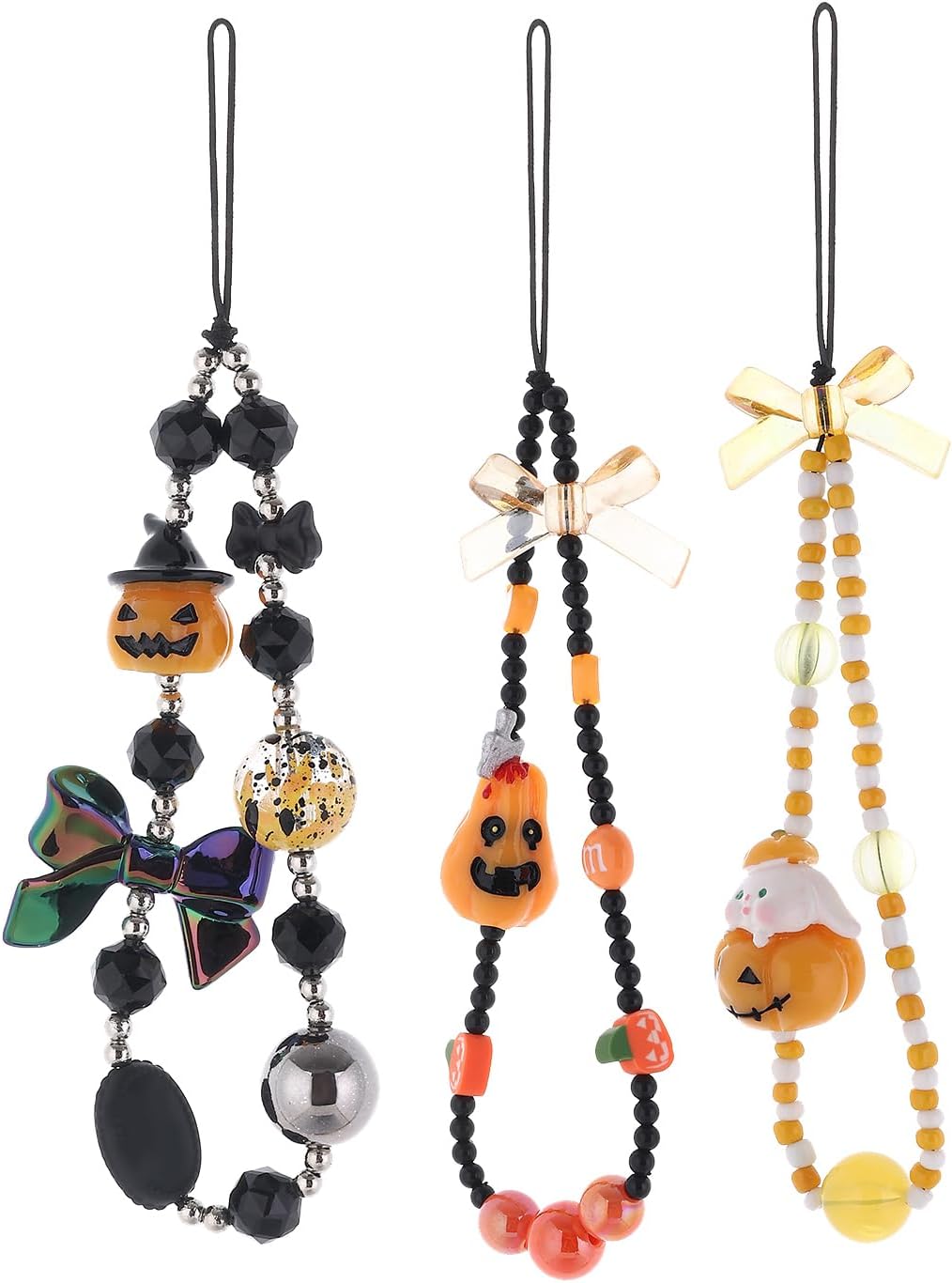 Cordón de teléfono con abalorios y dije de 6 piezas para la muñeca, con diseño de frutas, estrellas, perlas o arco iris para mujeres y niñas.
