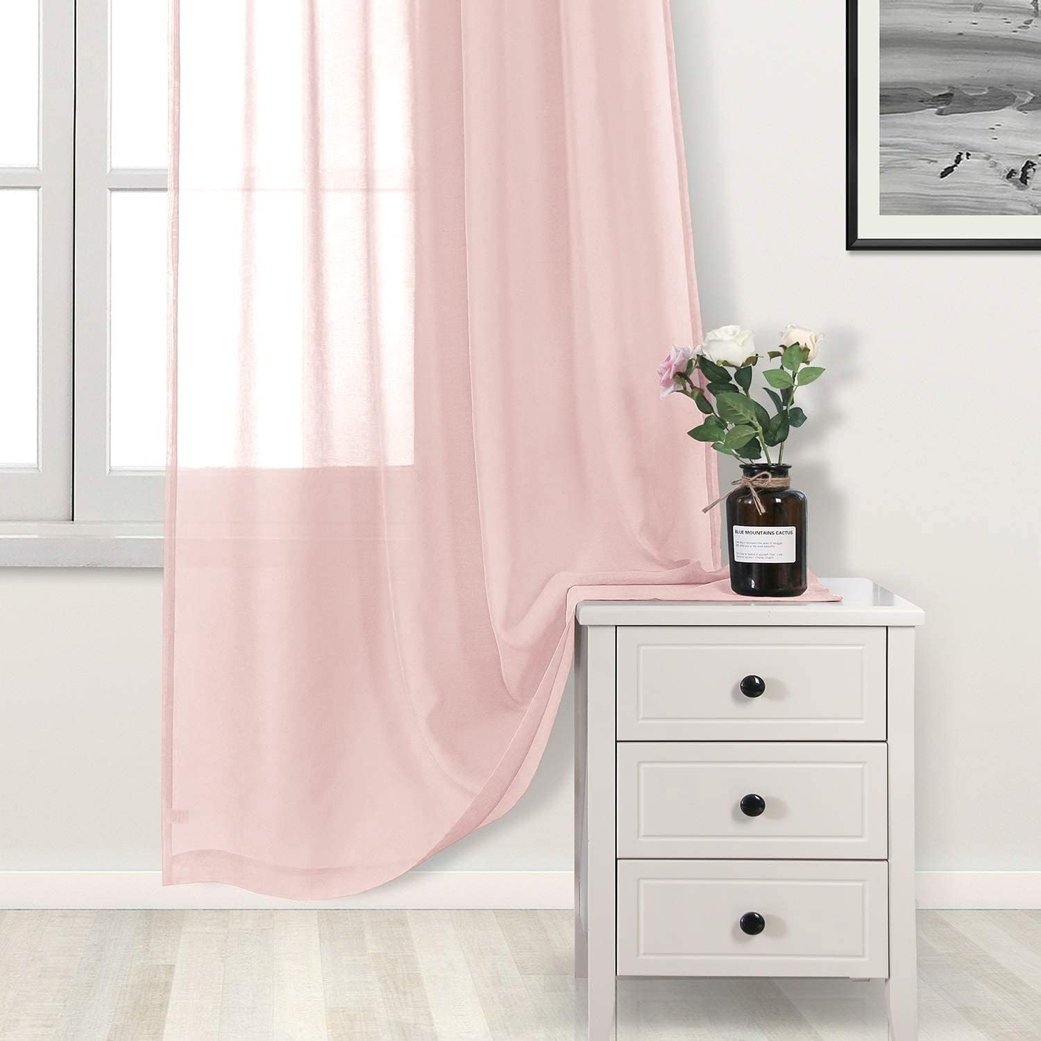DWCN Cortinas traslúcidas de gasa semitraslúcidas con bolsillo para barra de cortina para dormitorio y sala de estar, 52 x 63 pulgadas de largo,