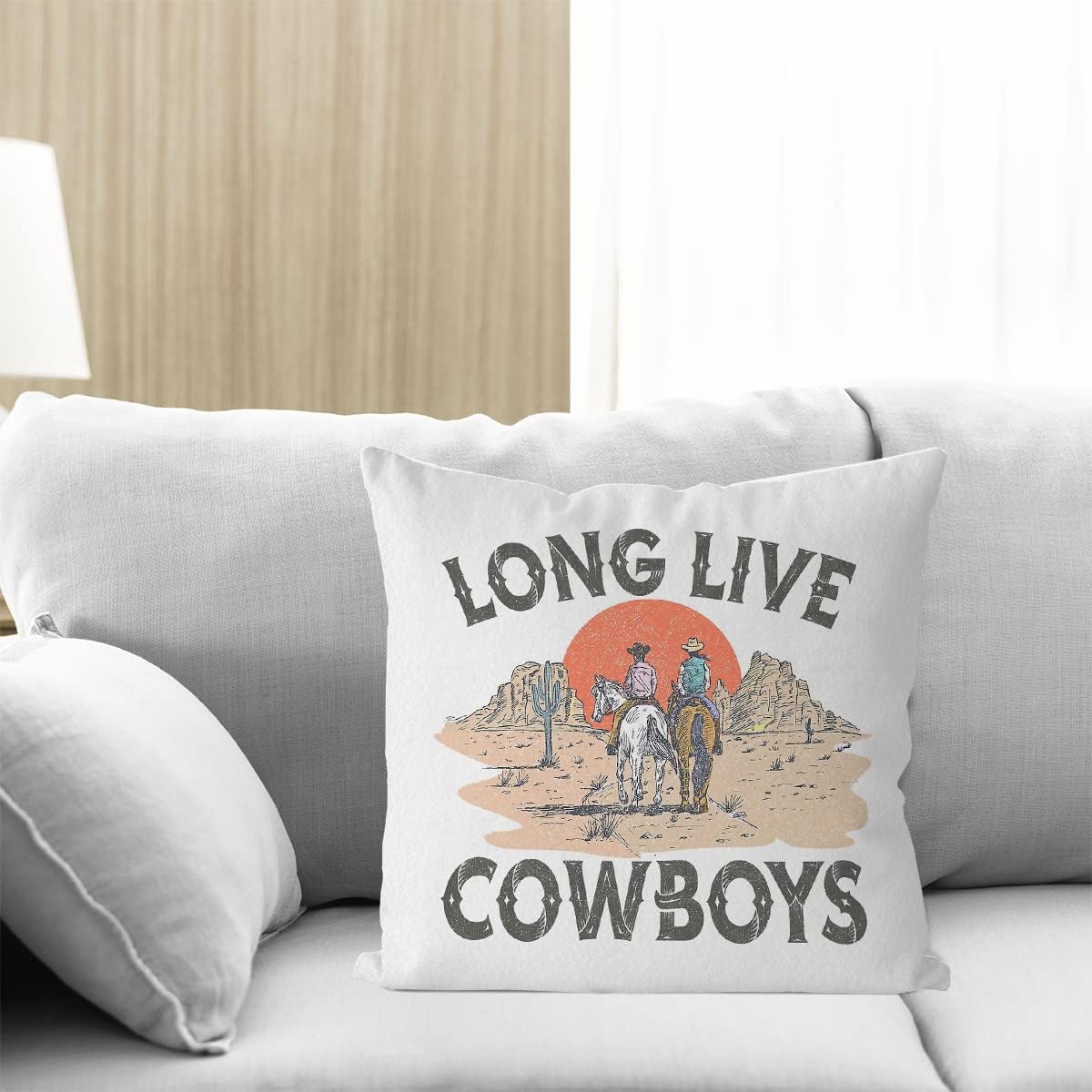 Funda de almohada retro de estilo bohemio occidental de larga vida de vaquero, 18 x 18 pulgadas, funda de almohada retro de vaquero occidental para