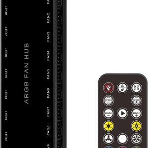 ARGB PWM Fan Hub, direccionable 5V-3PIN ARGB 12V 4PIN PWM 2 en 1 RGB Hub de ventilador con controlador y entrada de alimentación SATA, 9 puertos de ARGB PWM Fan Hub, direccionable 5V-3PIN ARGB 12V 4PIN PWM 2 en 1 RGB Hub de ventilador con controlador y entrada de alimentación SATA, 9 puertos de