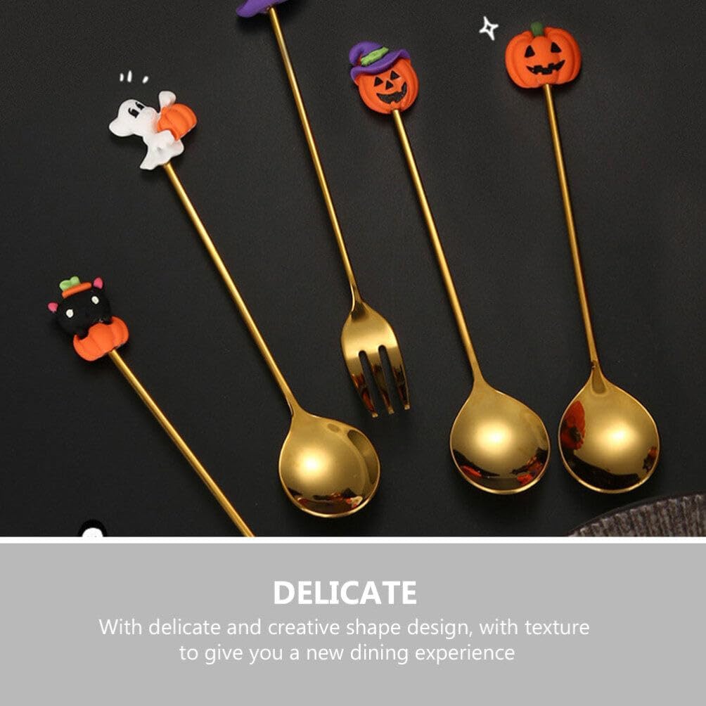 Cucharas de Halloween, 6 cucharas de Halloween, sombrero de bruja de calabaza, cucharas de fantasma, cuchara de postre, cuchara de café, cuchara de