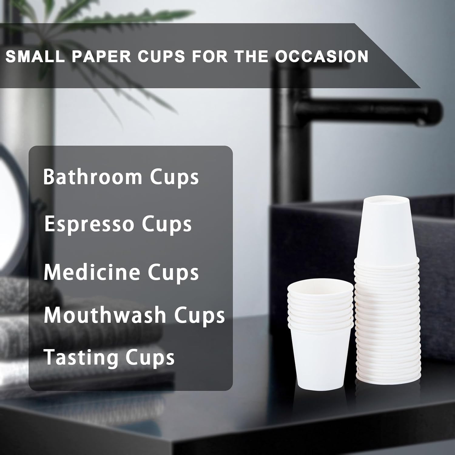 SIUQ Paquete de 1200 vasos de papel de 3 onzas, pequeños vasos desechables para enjuague bucal para baño, tazas de espresso, mini vasos de papel