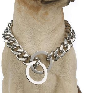 Collar de cadena para perro, acero inoxidable doradoplateado, 0.47 pulgadas de ancho, cadena de eslabones cubanos para perros, collares de Collar de cadena para perro, acero inoxidable doradoplateado, 0.47 pulgadas de ancho, cadena de eslabones cubanos para perros, collares de