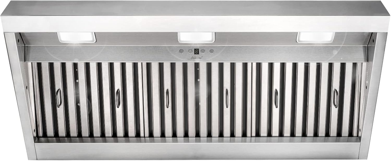 Akicon Campana extractora de 42 pulgadas, 1200 CFM, campana de cocina integrada con 4 velocidades, inserto de campana de ventilación con conductos
