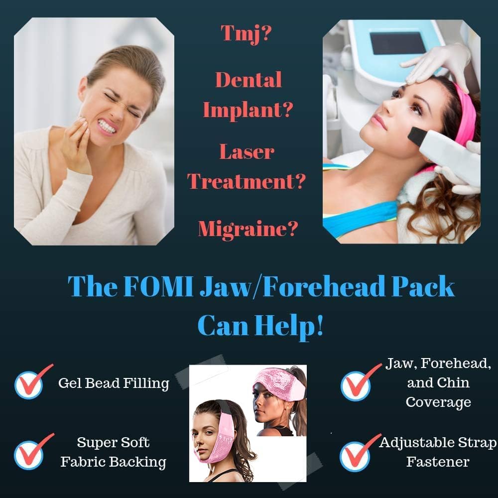 FOMI Care – Bolsa de hielo para mandíbula y frente fría y caliente  Envoltura de perlas de gel flexible para ATM, muelas del juicio, cirugía oral y