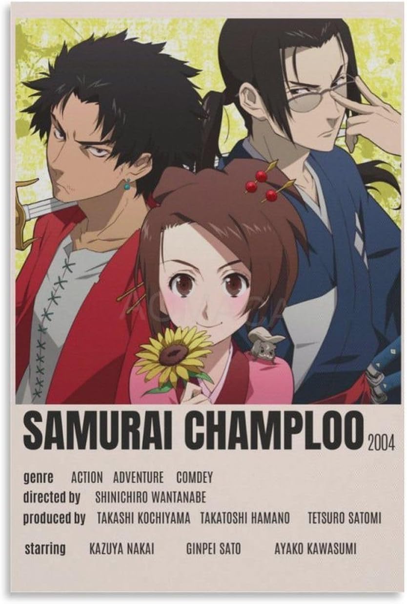 Samurai Champloo – Póster de animación (9) pintura en lienzo para decoración de dormitorio, sala de estar, 16 x 24 pulgadas (15.7 x 23.6 in), estilo