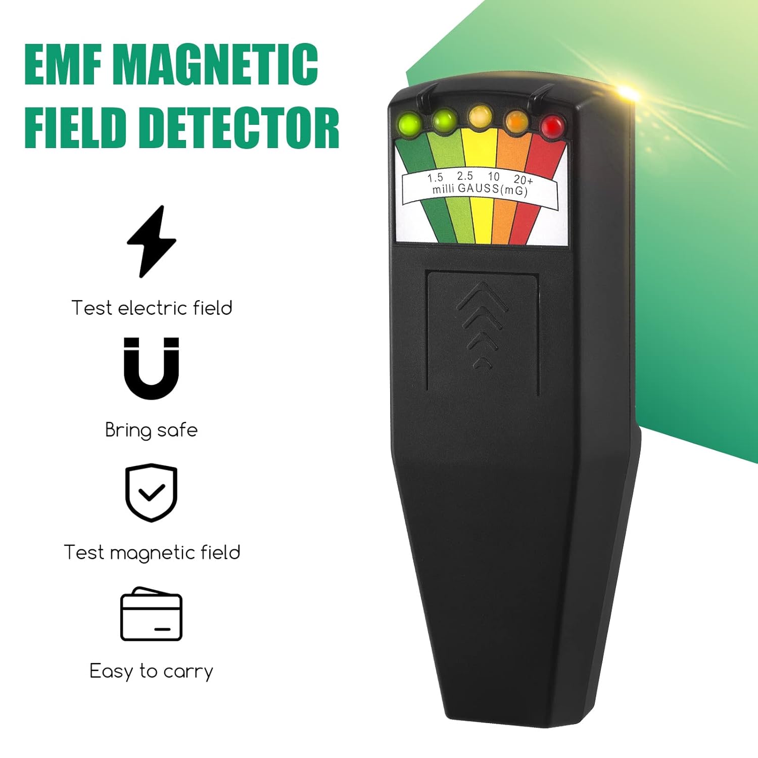 Jahy2Tech 5 Escalas EMF Medidores Magnético Campos Detector Fantasma Caza Equipo Paranormal Probador Contador Portátil para Casa Oficina Exterior