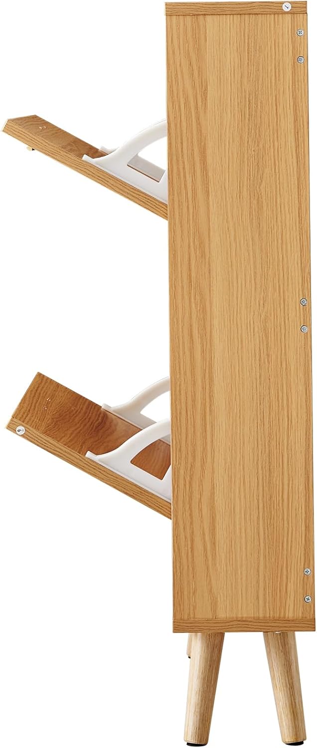 VEVOR Shoe Storage Cabinet for Entryway, 23.6″ D x 6.6″ W x 34.5″ H, Wood Color