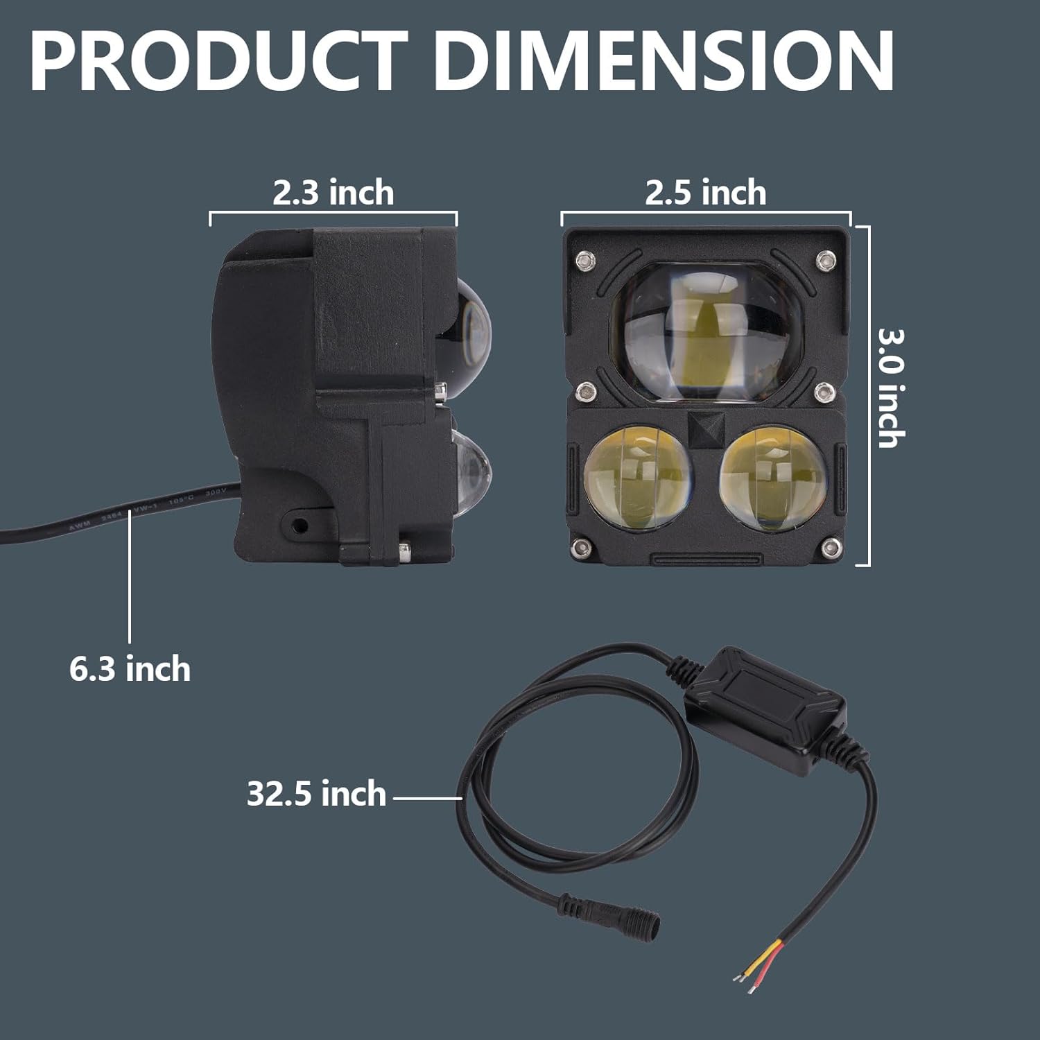 YCHOW-BEAM Cápsulas LED blancas y amarillas, 3 pulgadas, 160 W, de doble color, todoterreno, luces de trabajo, 10800 lúmenes, haz puntal, montaje en