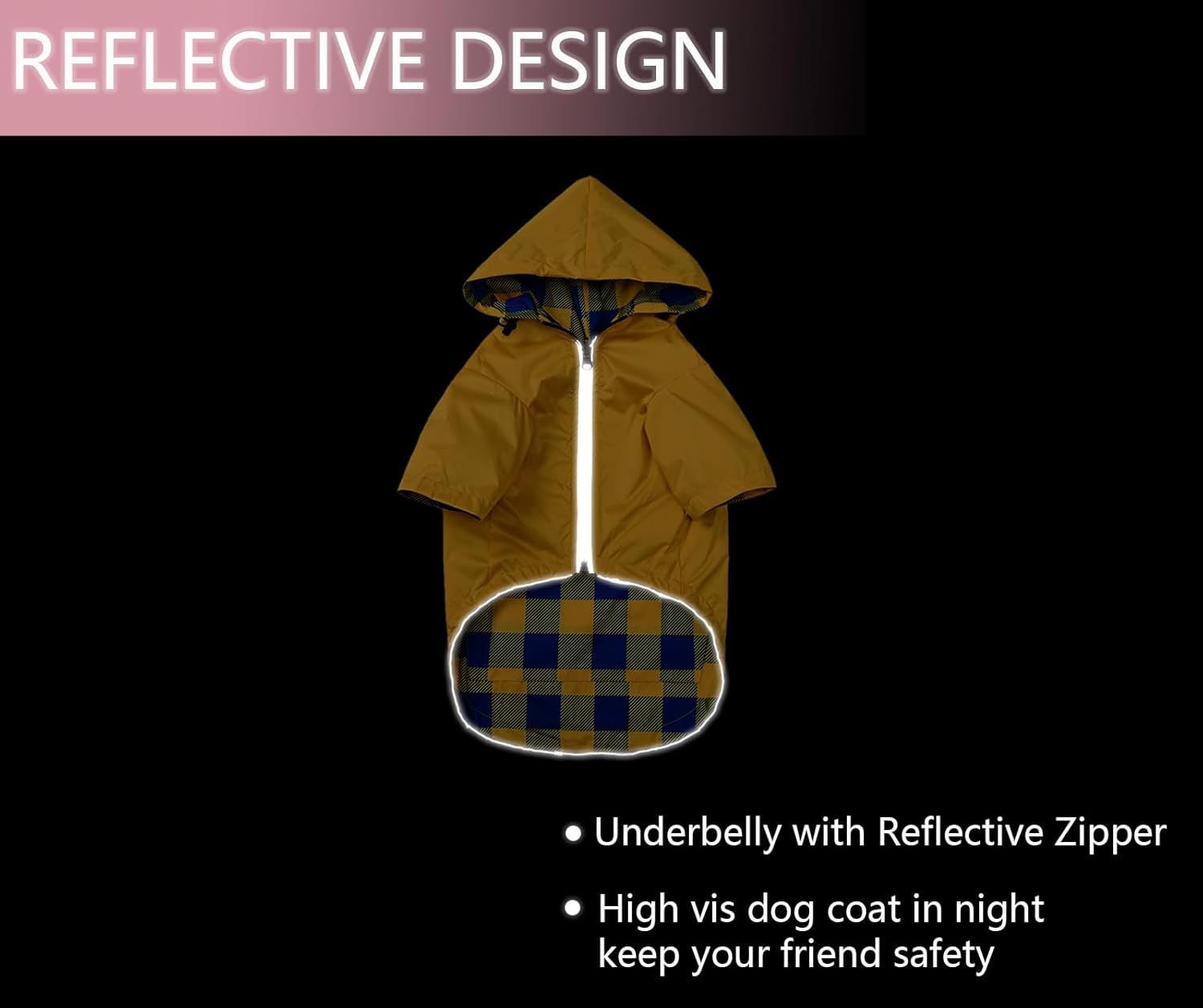 Impermeable para perro, chaqueta impermeable para cachorros, con patas y capucha para perros pequeños y medianos, poncho reversible con cremallera