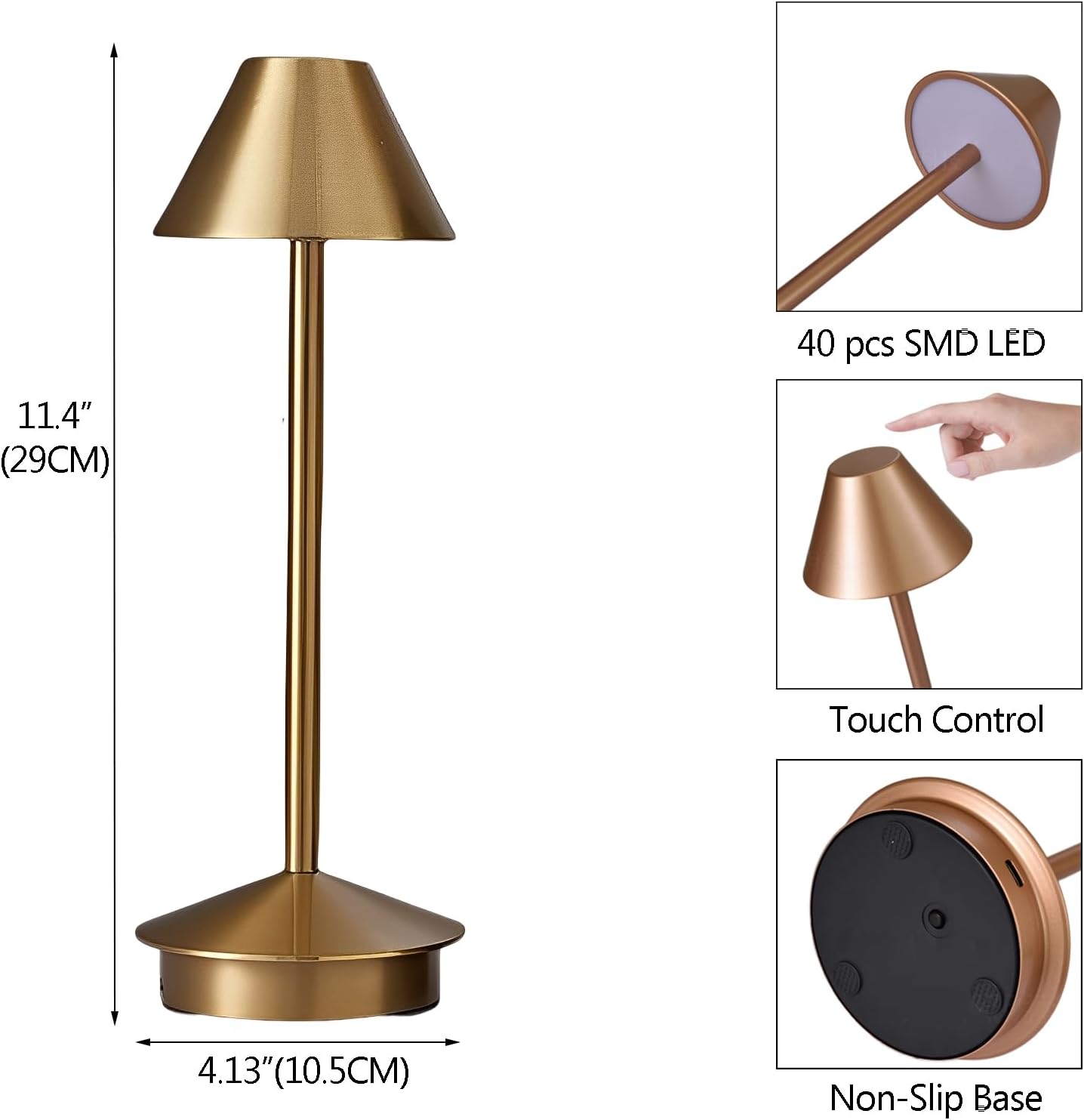 Lámparas de mesa inalámbricas, lámpara de mesa portátil recargable para interiores y exteriores, lámpara de mesa regulable de 3 colores, luz de mesa