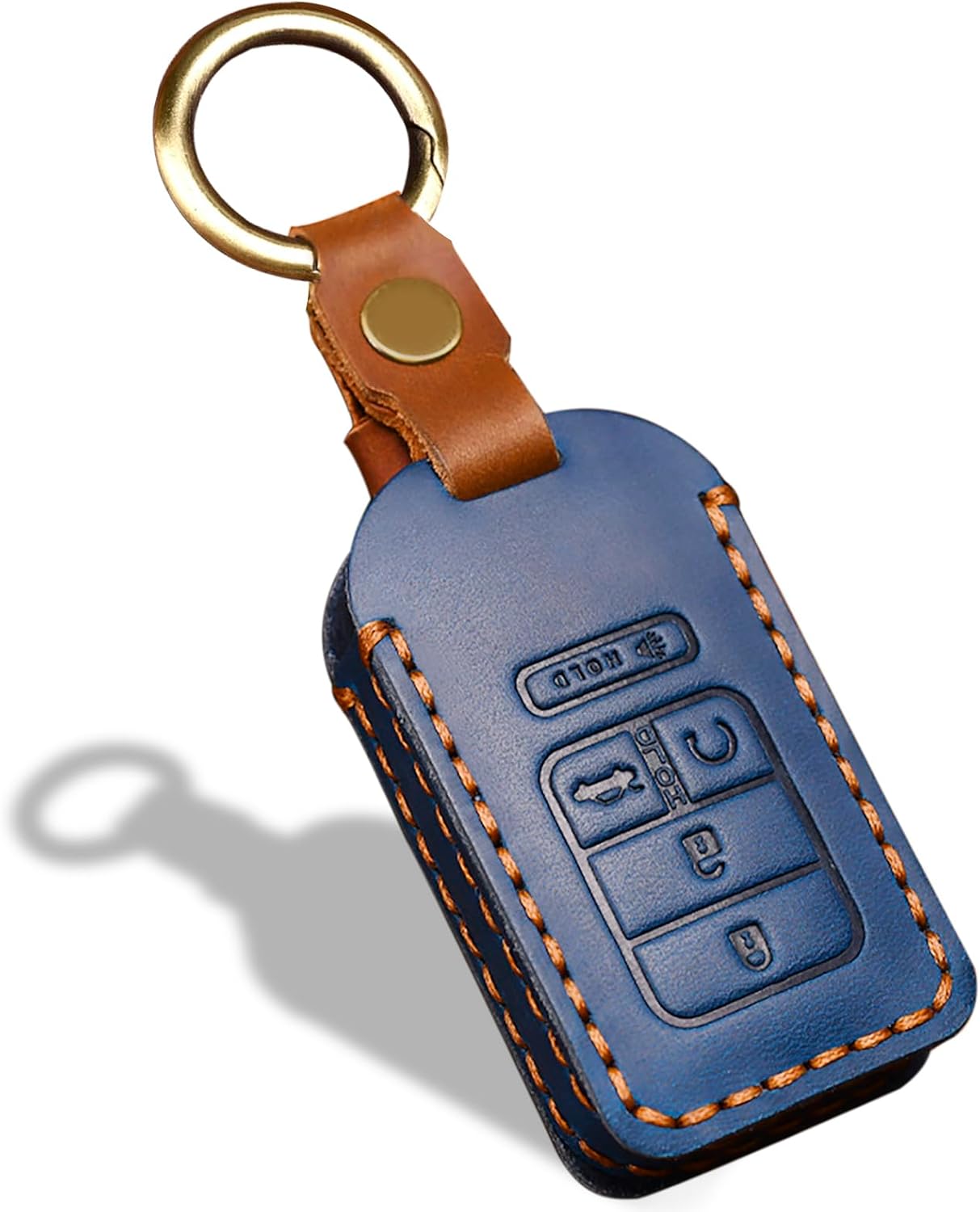 OLLEN Funda de cuero genuino sin tornillos, compatible con Honda Accord Civic CRV Pilot Odyssey Passport 2015-2021, etc., protector de llave