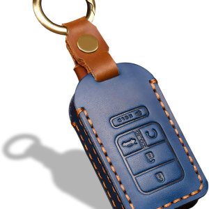 OLLEN Funda de cuero genuino sin tornillos, compatible con Honda Accord Civic CRV Pilot Odyssey Passport 2015-2021, etc., protector de llave OLLEN Funda de cuero genuino sin tornillos, compatible con Honda Accord Civic CRV Pilot Odyssey Passport 2015-2021, etc., protector de llave