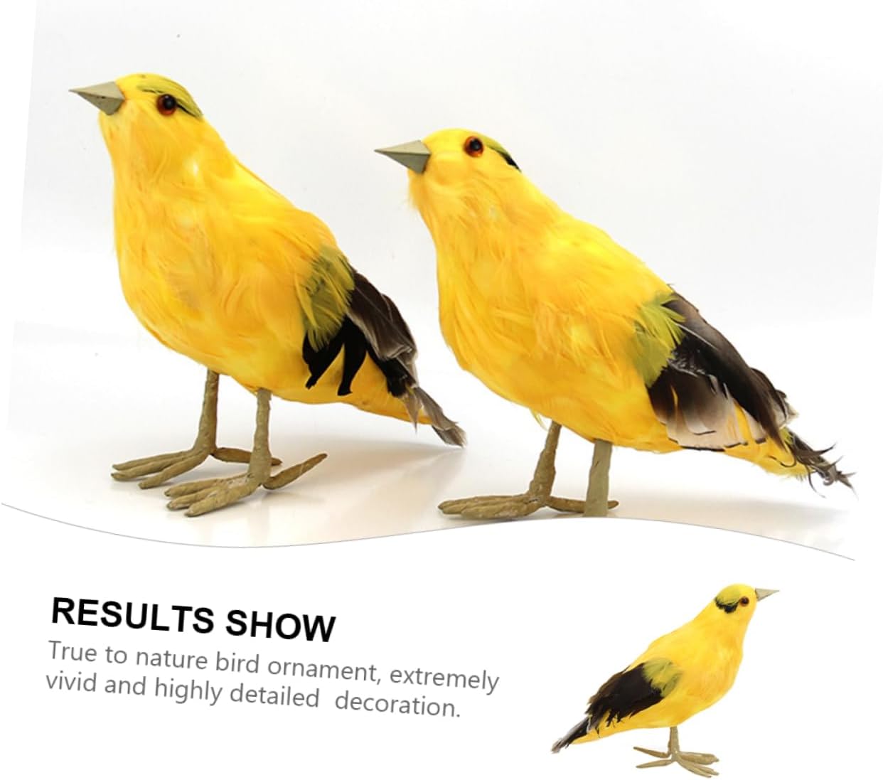 YARNOW 2 piezas de simulación de pájaro amarillo artificial decoración de pájaro realista adorno de mesa artificial para pájaros de espuma