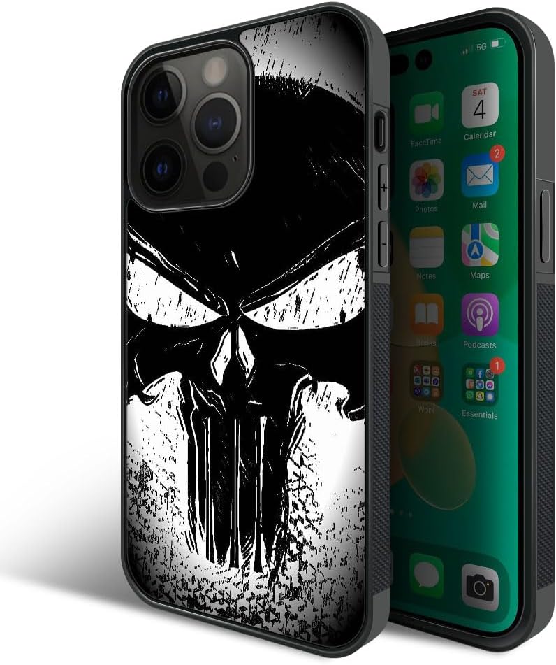 Funda compatible con iPhone 15, diseño de calavera de terror para iPhone 15, ultra protección, a prueba de golpes, de silicona suave, TPU