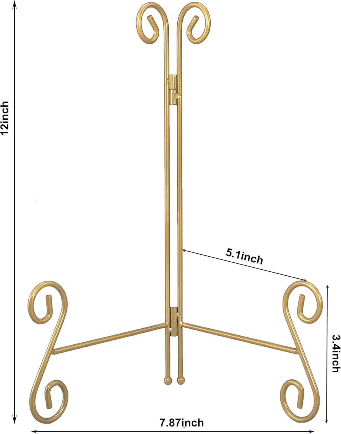 Soporte de placa de exhibición dorado de 12 pulgadas, soportes de placa de hierro plegables para exhibición, caballete de exhibición plegable para