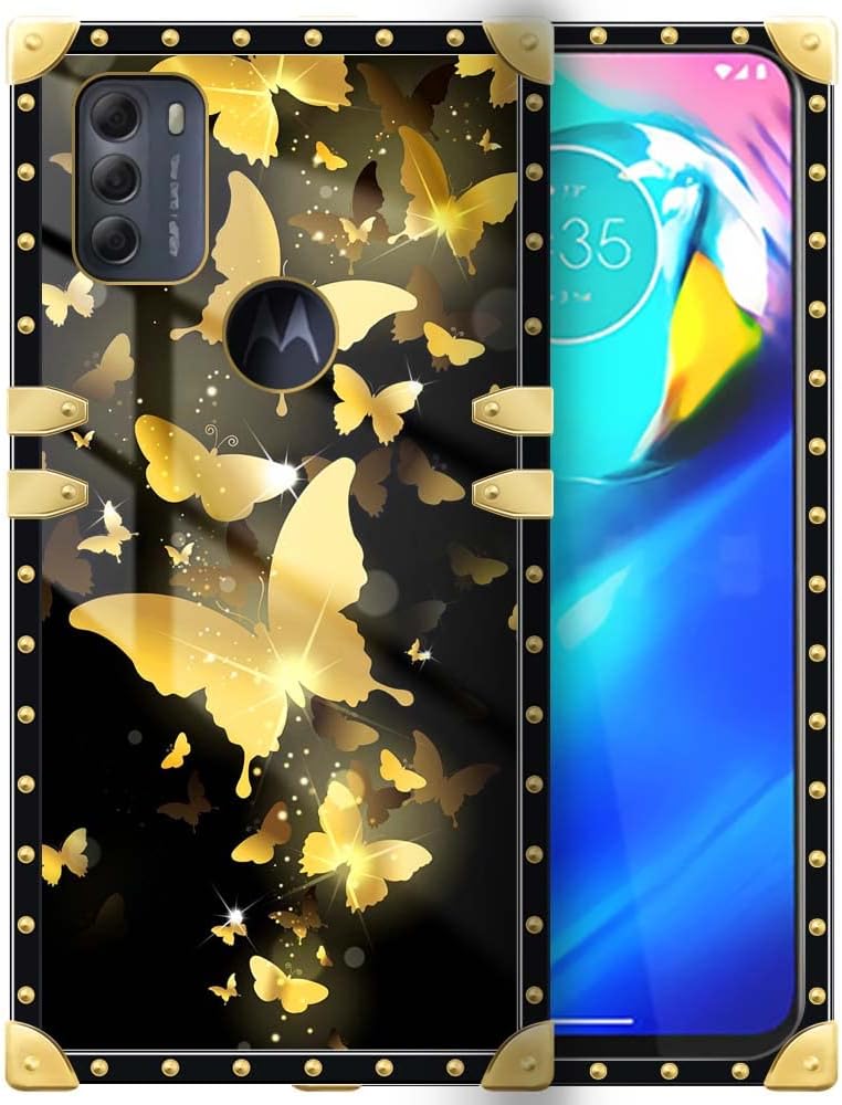 DAIZAG Funda compatible con Moto G Power 2022, diseño de mariposas doradas G Power 2022 para niñas, diseño de esquinas reforzadas totalmente