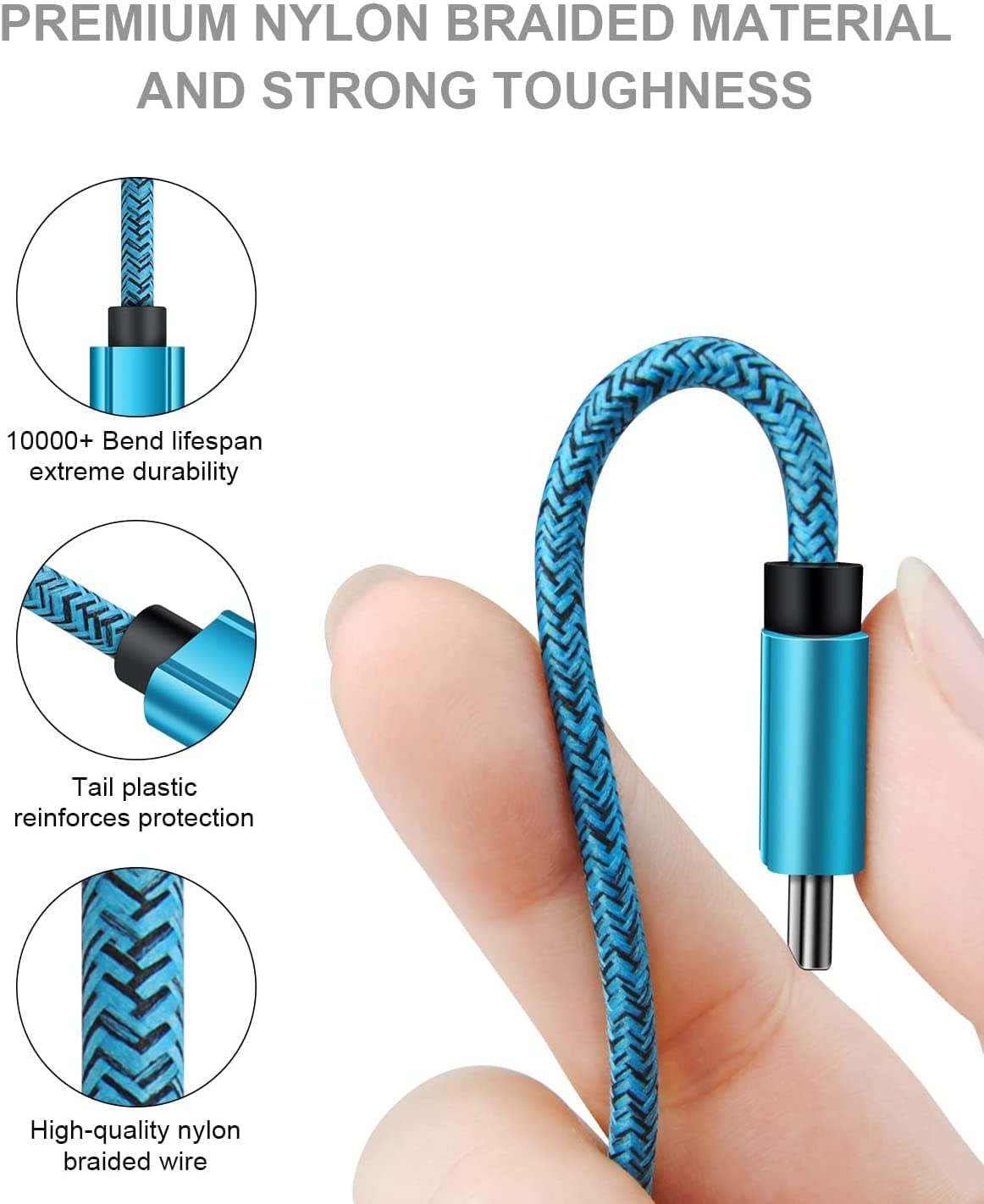 Cable de carga USBC para iPhone 16 Pro Max, cable USB a USB tipo C, cable trenzado de carga rápida para Samsung Galaxy S24 S23 A15 iPhone 1616 Pro15