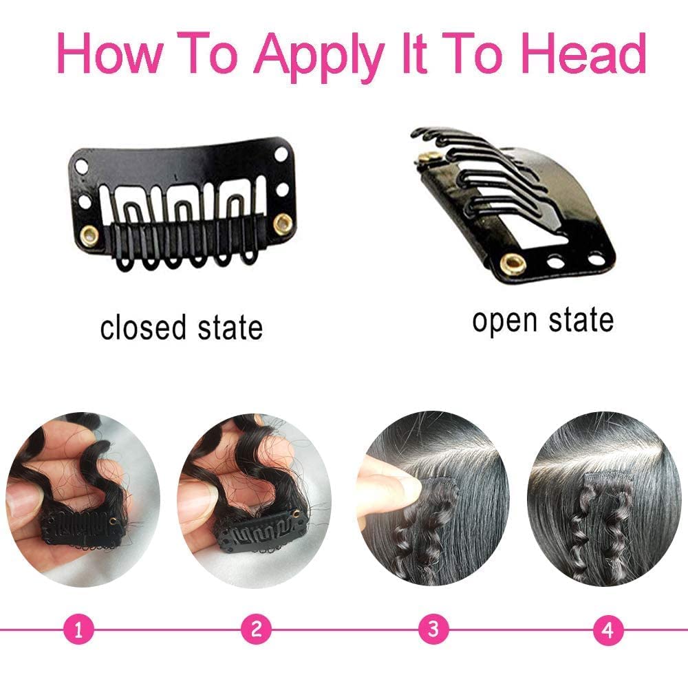Extensiones de cabello humano ondulado profundo con clip para mujeres negras, 8 piezas, 18 clips, doble trama, extensiones de cabello humano