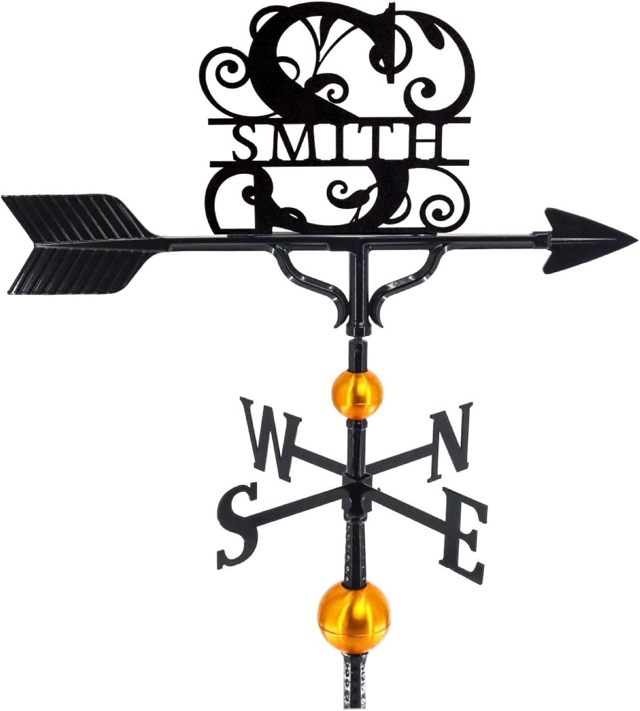 Veleta personalizada con monograma de lujo – Letrero de nombre de metal – Decoración al aire libre – Soporte de techo incluido – Metal fundido –