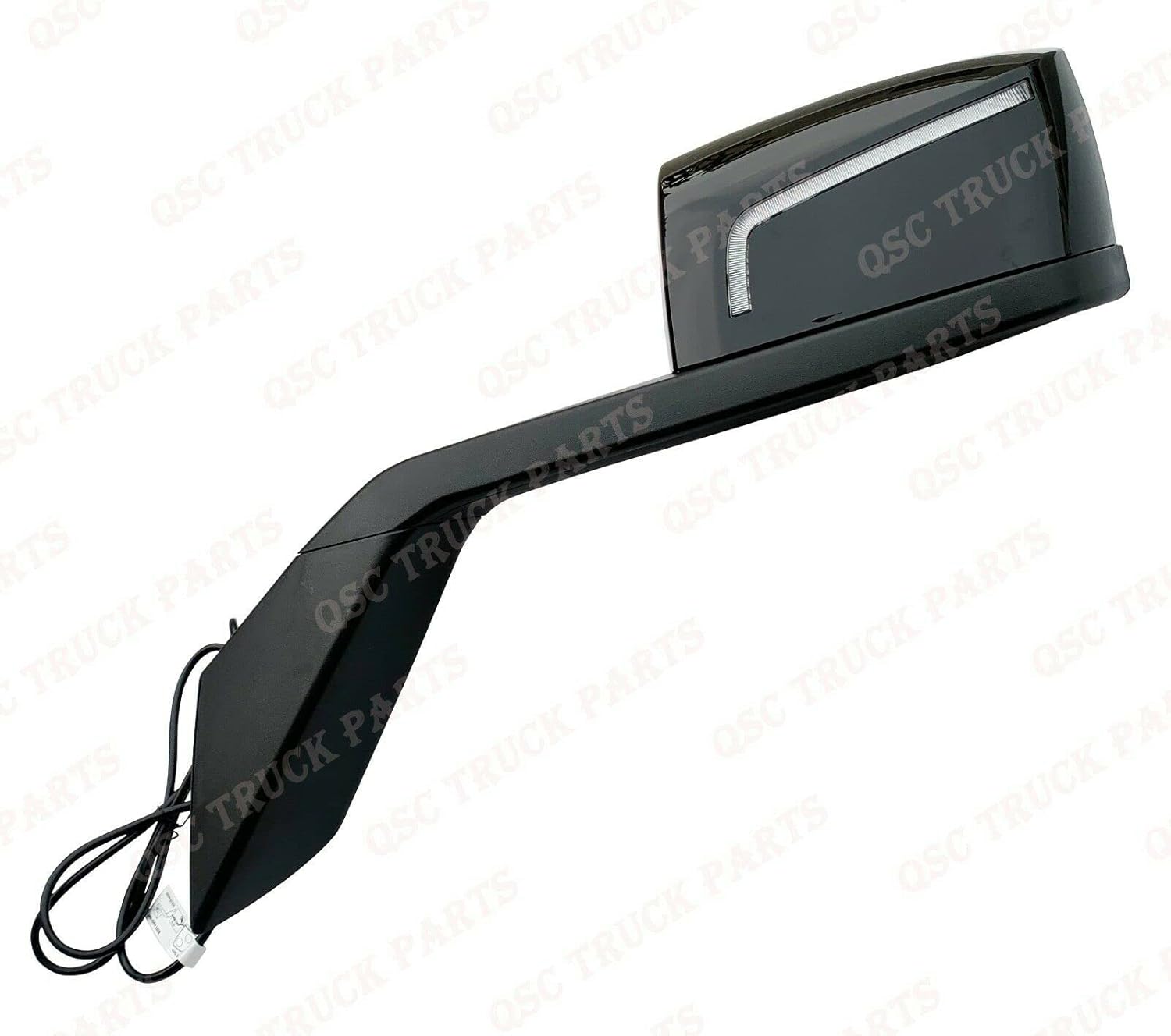 QSC Truck Parts Espejo de capó LED negro de alto rendimiento L & R Pair & Kit de montaje compatible con Volvo VNL