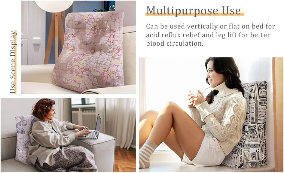 BNCKTRD Almohada de cuña elevada para cabecero de cama individual, cojín de apoyo para sentarse en la cama, respaldo de cama, almohada de lectura